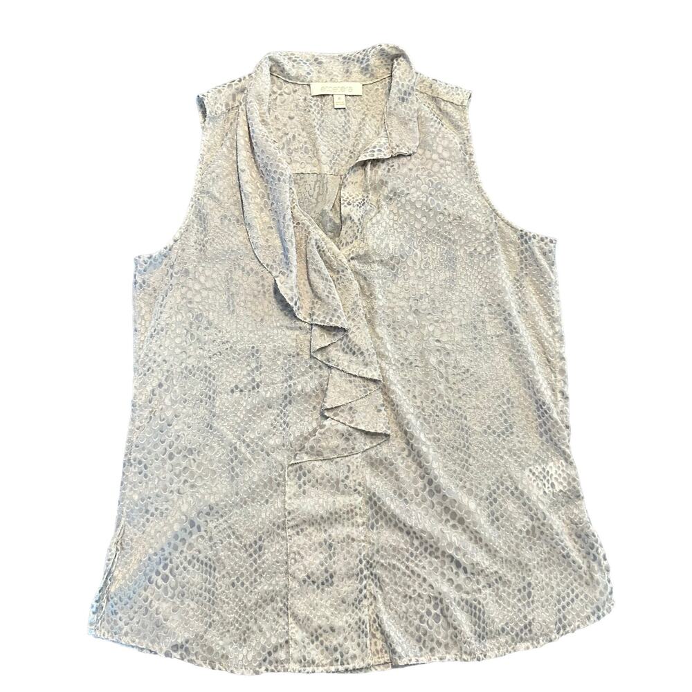 Etcetera Womens ivory gray animal print burnout blouse Size 4